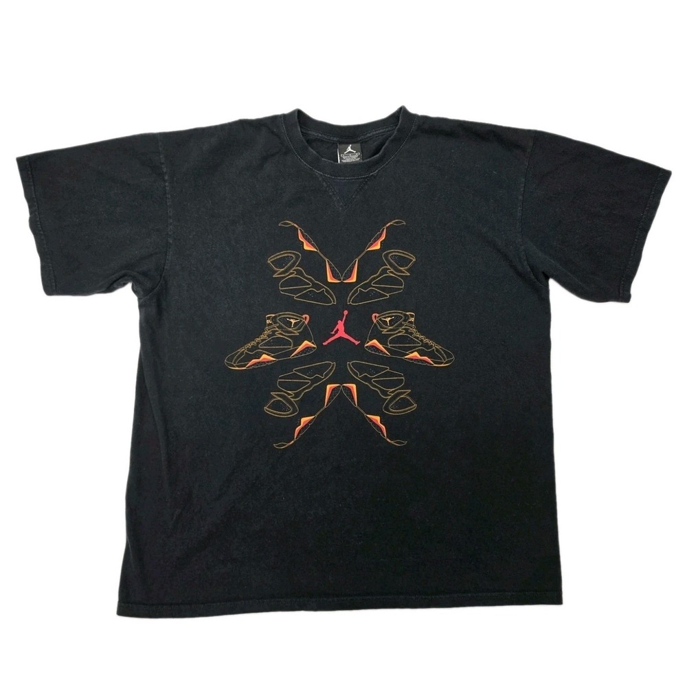 VTG Nike Shirt Mens L Black Streetwear Air Jordan 7 Shoe Citrus Basketball 3333